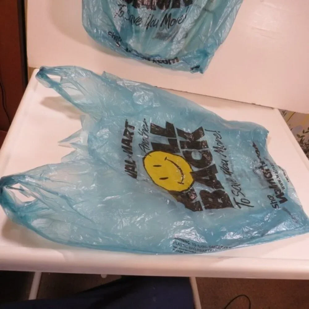 Vintage (2) Blue Wal-Mart Shopping Bags in great condition